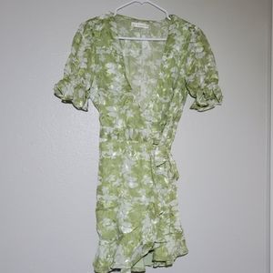 Here comes the sun wrap green dress